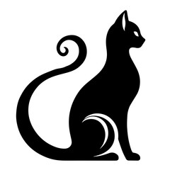 Black and white vector silhouette of a cat on white background