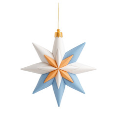 Elegant Paper Star Ornament in Blue, White, and Gold Colors
