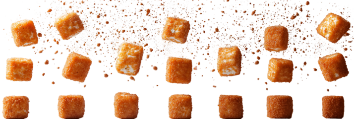 Organized square shapes in rows and columns on transparent background