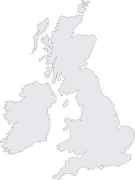 United Kingdom and Republic of Ireland simplified flat vector map