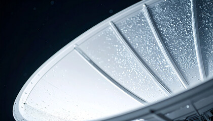 Obraz premium Satellite Dish in Space: A close-up view of a satellite dish, poised against the backdrop of a starry expanse, symbolizing global communication and technological advancement. 