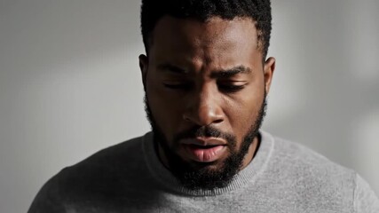 Expressive Man Showing Headache and Stress Mood In Intimate Close-Up Shots