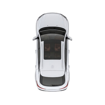 Top Down View White Luxury Car Interior Visible