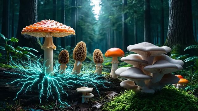 Mushroom Forest Mycelium Network Growth Time Lapse Background