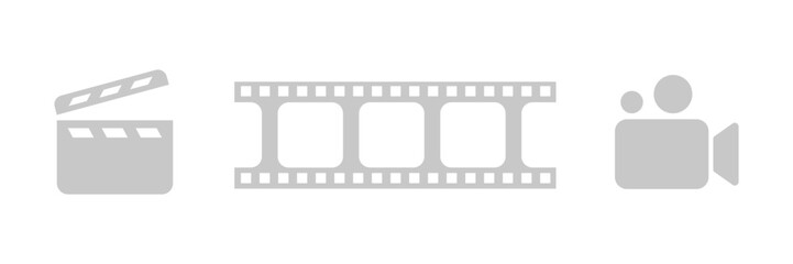 Gray Icons For Film Production On Transparent Background