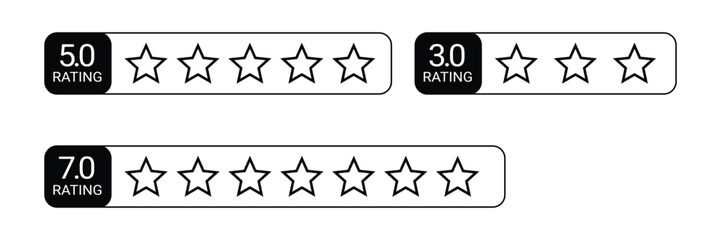Fototapeta premium Three star rating systems with numerical scores 5 star 3 star and 7 star On Transparent Background