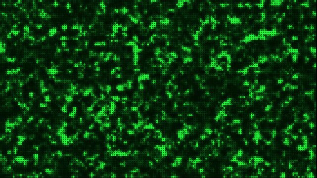 Abstract digital green pixel noise background, retro tech glitch texture, seamless matrix style data pattern animation.