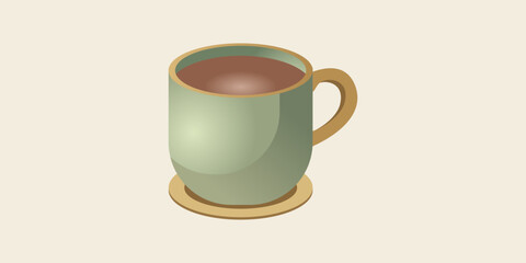 Soft pastel illustration of a hot chocolate mug on a neutral background, creating a cozy winter atmosphere. Ideal for seasonal backgrounds, cafe promotions, winter branding, and comfort-themed designs