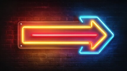 glowing neon arrow sign  horizontal concept poster background arrow direction banner digital painting 