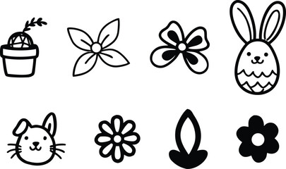 set of easter eggs with flowers