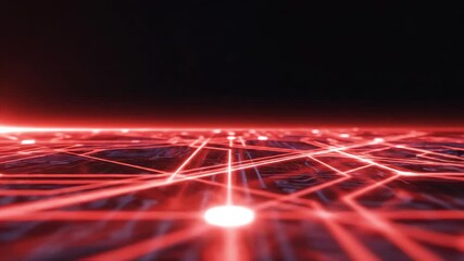 Seamlessly looping abstract background animation featuring digital red lines converging and intersecting simulating a data security processing scan finance, security, technology - Powered by Adobe