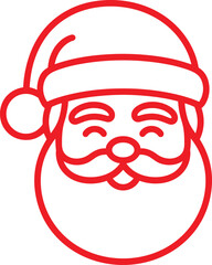 Minimal Santa Claus Face Line Art Icon in Red Christmas Holiday Logo Illustration
