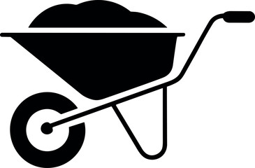 Wheelbarrow Silhouette Icon for Construction Gardening and Agriculture Design