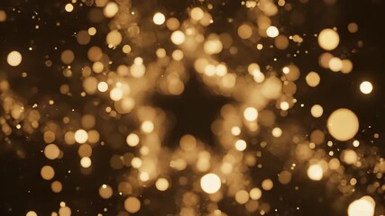 Seamlessly looping abstract background footage featuring soft golden bokeh lights blurring and floating around a dimly recognizable shape of a five-pointed star seamlessly looping abstract background 