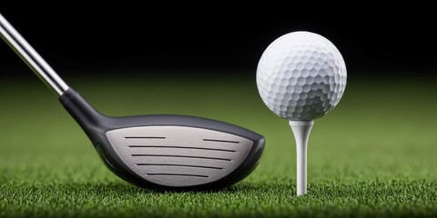 Fototapeta premium Golf swing preparation golf course sports image lush greenery close-up tee time concept