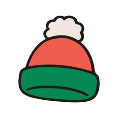 Christmas object beanie vector illustration. Hand drawn simple graphic elements design