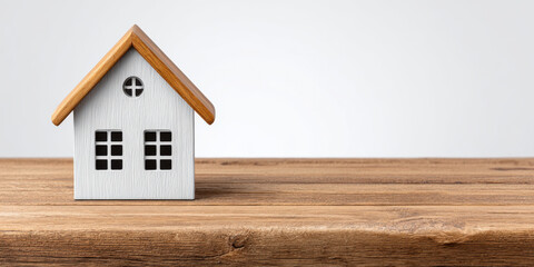 Showcasing miniature house model on wooden table indoor close-up architectural photography