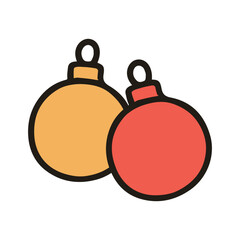 Christmas object baubles ornaments. vector illustration. Hand drawn simple graphic elements design