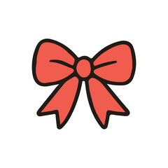 Christmas object ribbon vector illustration. Hand drawn simple graphic elements design