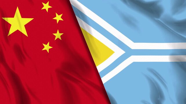 China and Tuva Flag Animation Loop | Ultra HD 4k