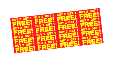 get one free promotion with bold text and decorative elements on contrasting png backgrounds,