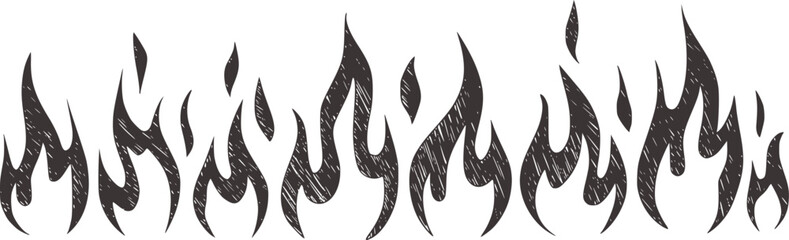 Black and white stylized flame line flames fire
