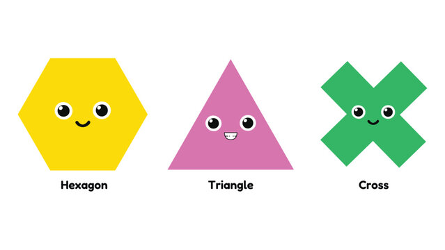 Cute Geometric Shapes with Faces for Kids Learning