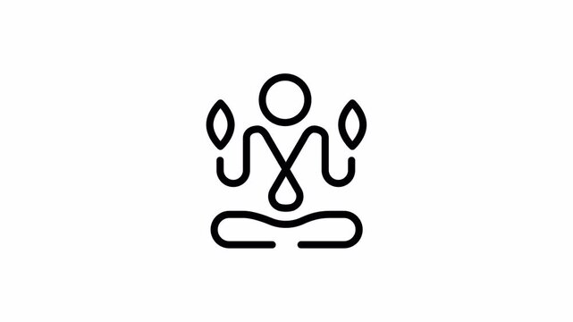 yoga animated logo emblem sign line design video footage motion graphics