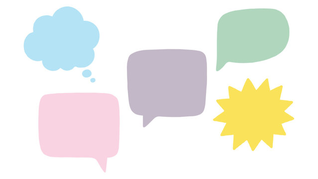 Colorful Speech Bubbles and Chat Shapes Set on White Background