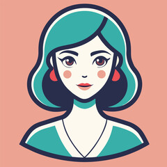 design logo vector cartoon character illustration charming woman icon
