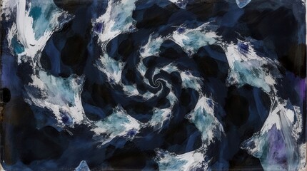 Obraz premium Abstract painting of a swirling blue and white vortex, with dynamic brushstrokes forming a spiral pattern that suggests crashing ocean waves and a sense of motion and depth