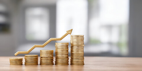 Investment growth financial success with charts and graphs in business environment for profit increase