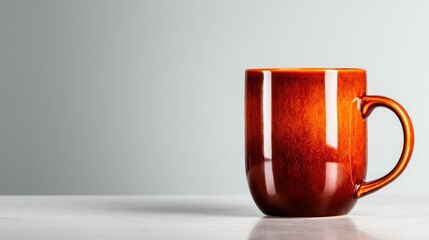 A beautifully crafted dark orange ceramic mug resting on a sleek surface, perfect for showcasing simplicity, elegance, and modern design in your collection or advertising.
