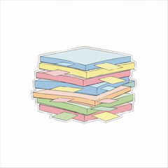 A colorful stack of sticky notes, perfect for organizing ideas and reminders. Vector illustration
