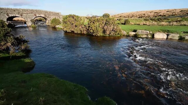 Pretty stream and bridge on Dartmoor Devon