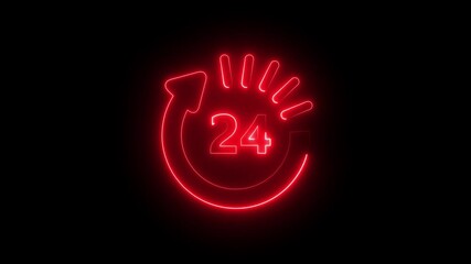 24 hour availability animated neon sign showing around the clock service support