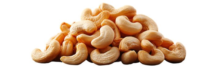 Pile of small food items against transparent background