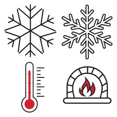 Minimal outdoor and winter adventure icons vector illustration