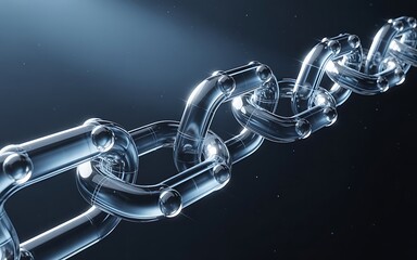 Glowing Interconnected Chains Symbolizing Blockchain Security and Digital Technology-technology backgrounds