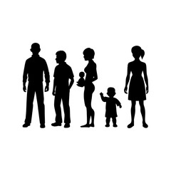 Diverse family silhouettes standing together representing generations