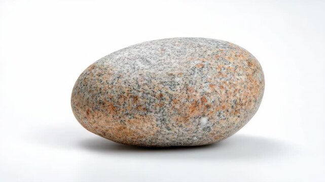 Natural smooth granite stone with speckled orange and gray texture, photographed on a white background, symbolizing nature and geology