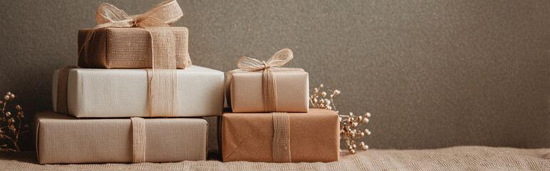 Minimalist Christmas Gifts Pile Front View