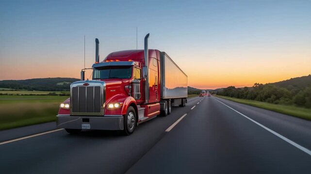 red truck on the road of usa