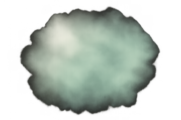 Smoke mist cloud abstract texture overlay on transparent background creating an eerie vapor effect with burnt edges