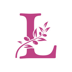 Floral Logo Design combine with letter L vector template