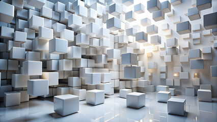 Intricate geometric structures made of bronze create a complex futuristic pattern