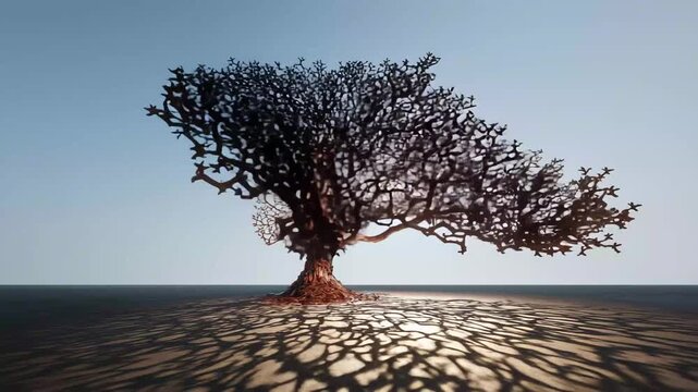 A creative representation of a tree, A stylized illustration of a tree with vibrant colors and abstract shapes