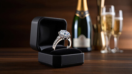 Engagement Ring and Champagne Celebration