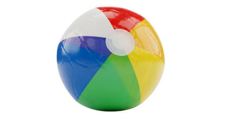 Colorful inflatable beach ball isolated on transparent background