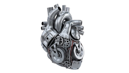 Mechanical Heart Made of Gears and Metal, Symbolizing Strength, Resilience, and Futuristic Technology